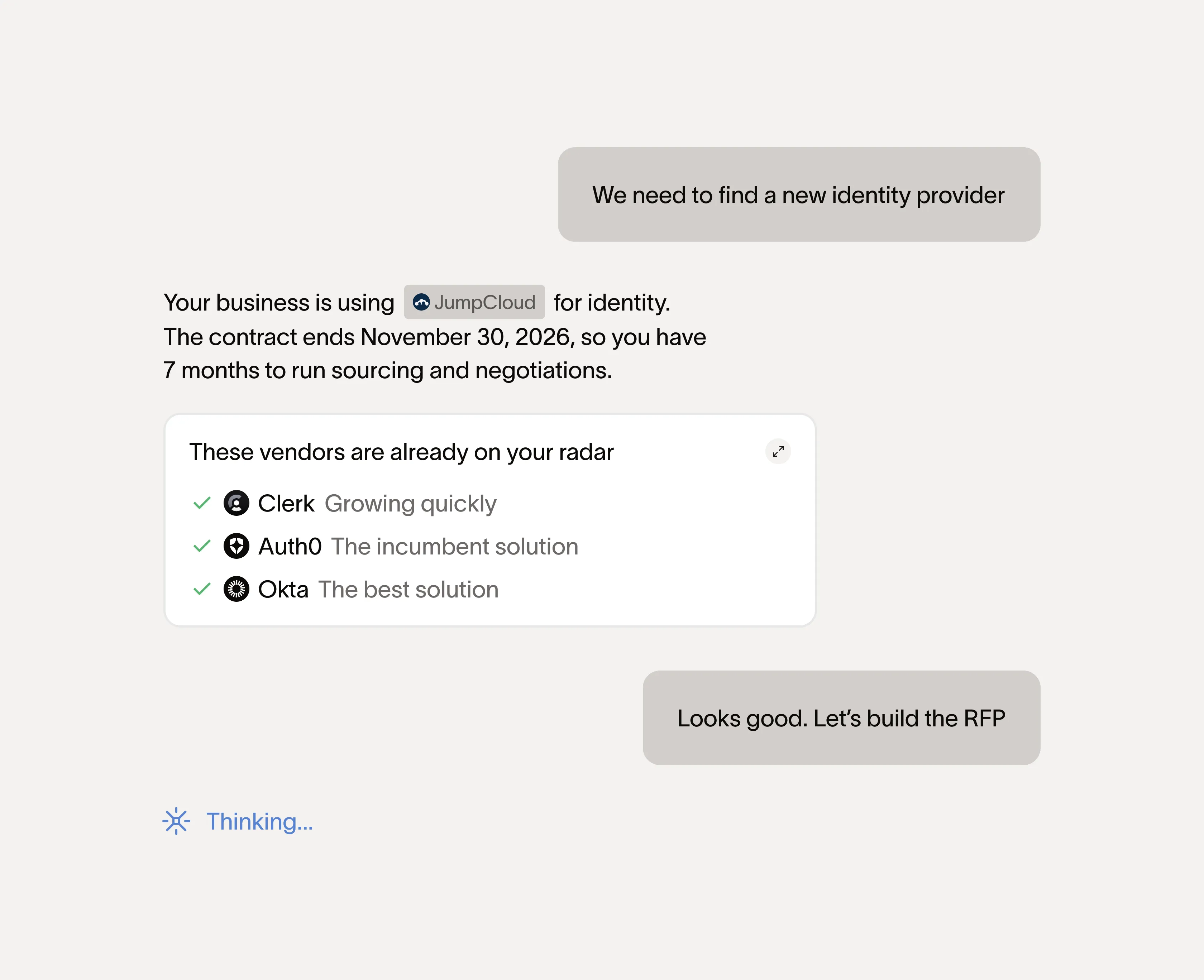 Discover your next vendor with one sentence