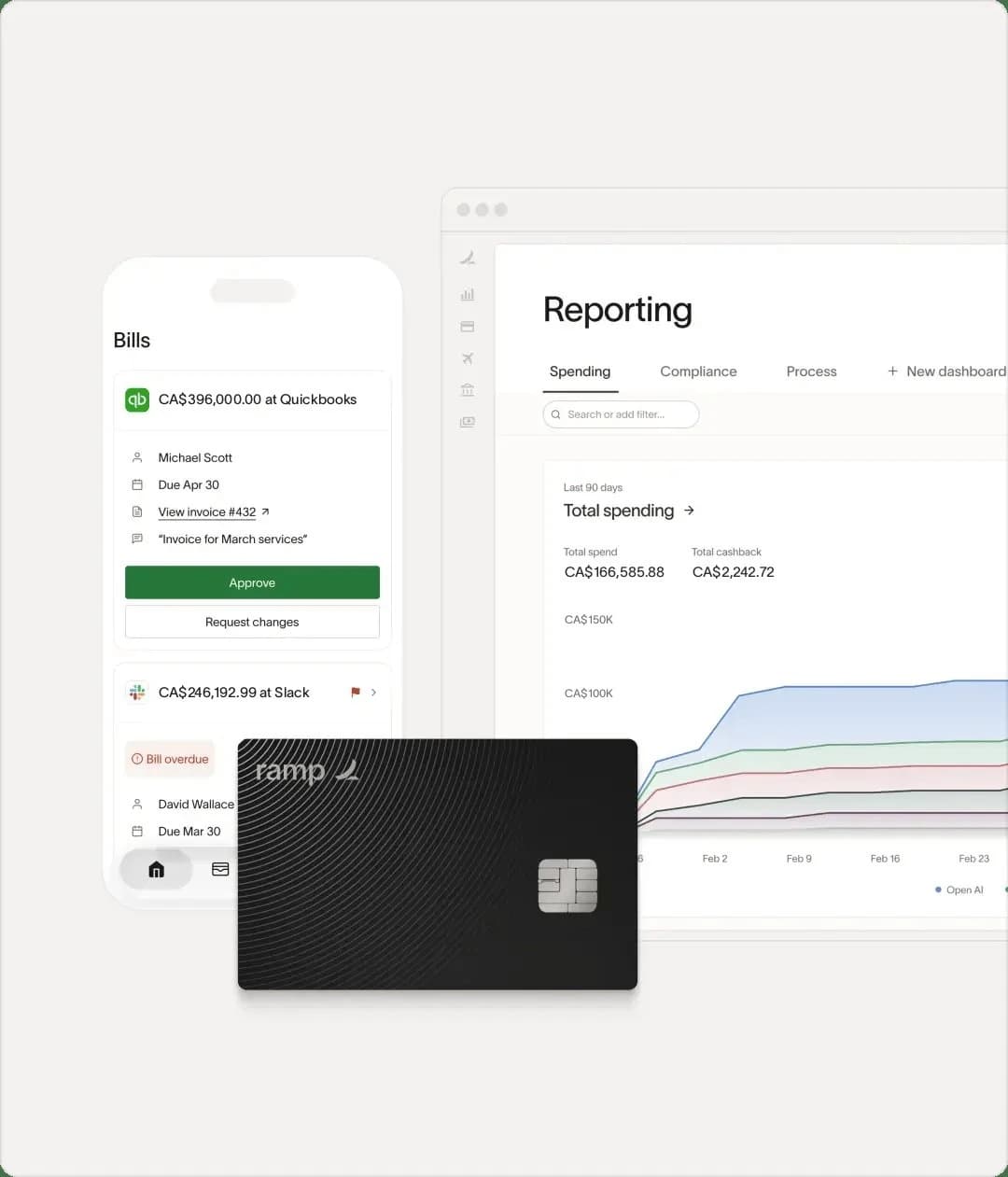 Ramp reporting dashboard, mobile bill approvals, and the Ramp corporate card