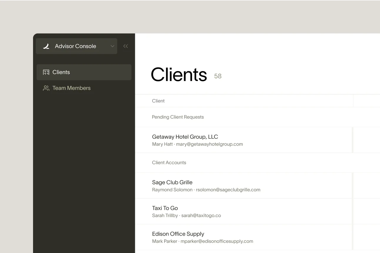 Advisor Console client list