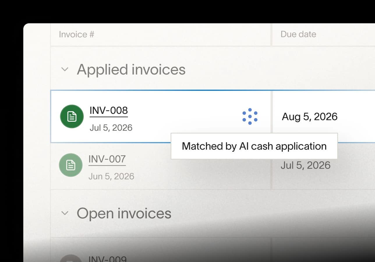 Incoming payment matched to an invoice by AI cash application