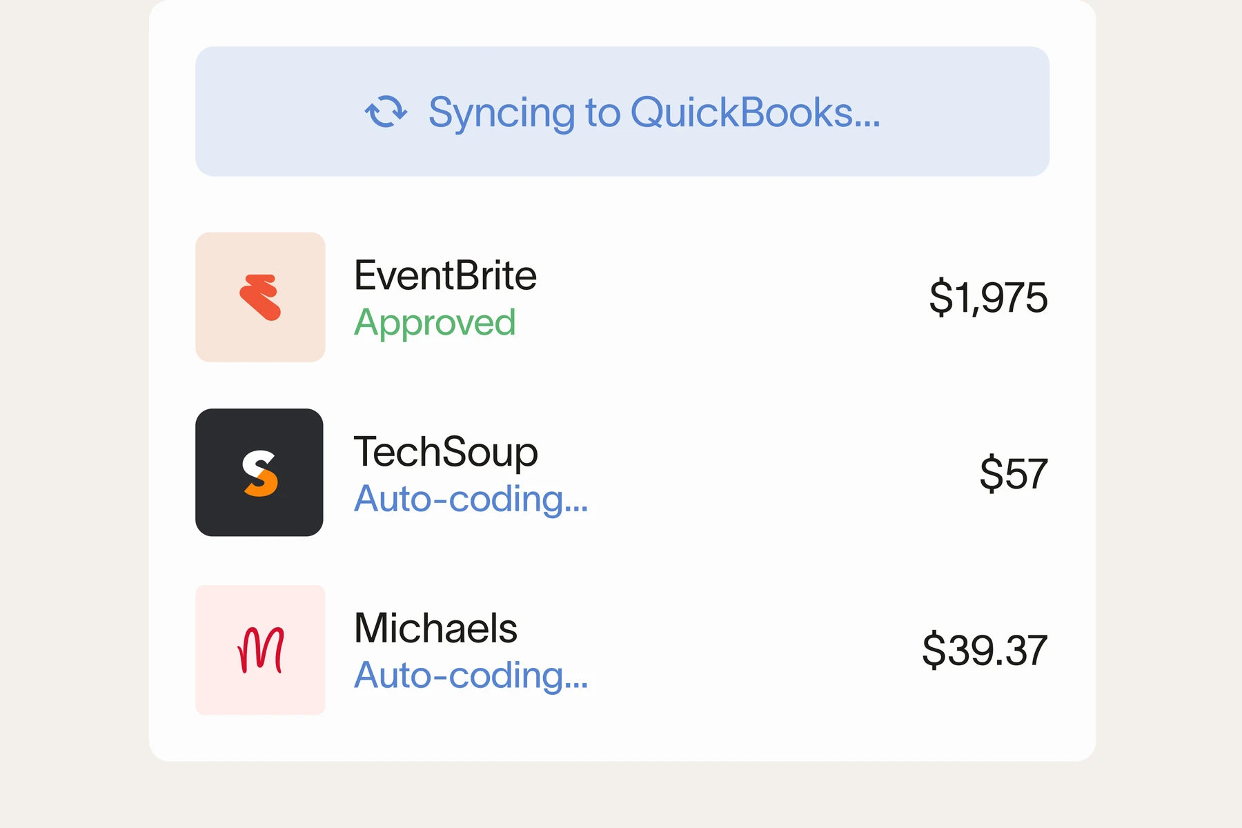 Transactions syncing to QuickBooks