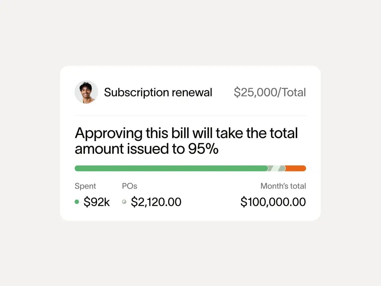 Bill approval view with remaining budget context