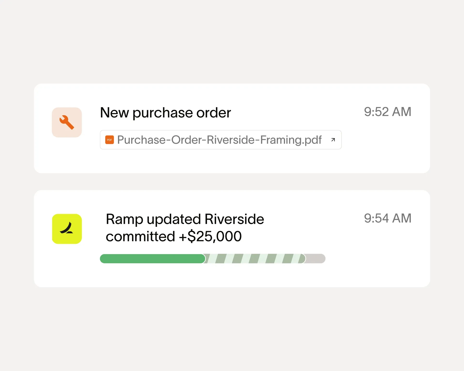 Purchase order commitment update in Ramp
