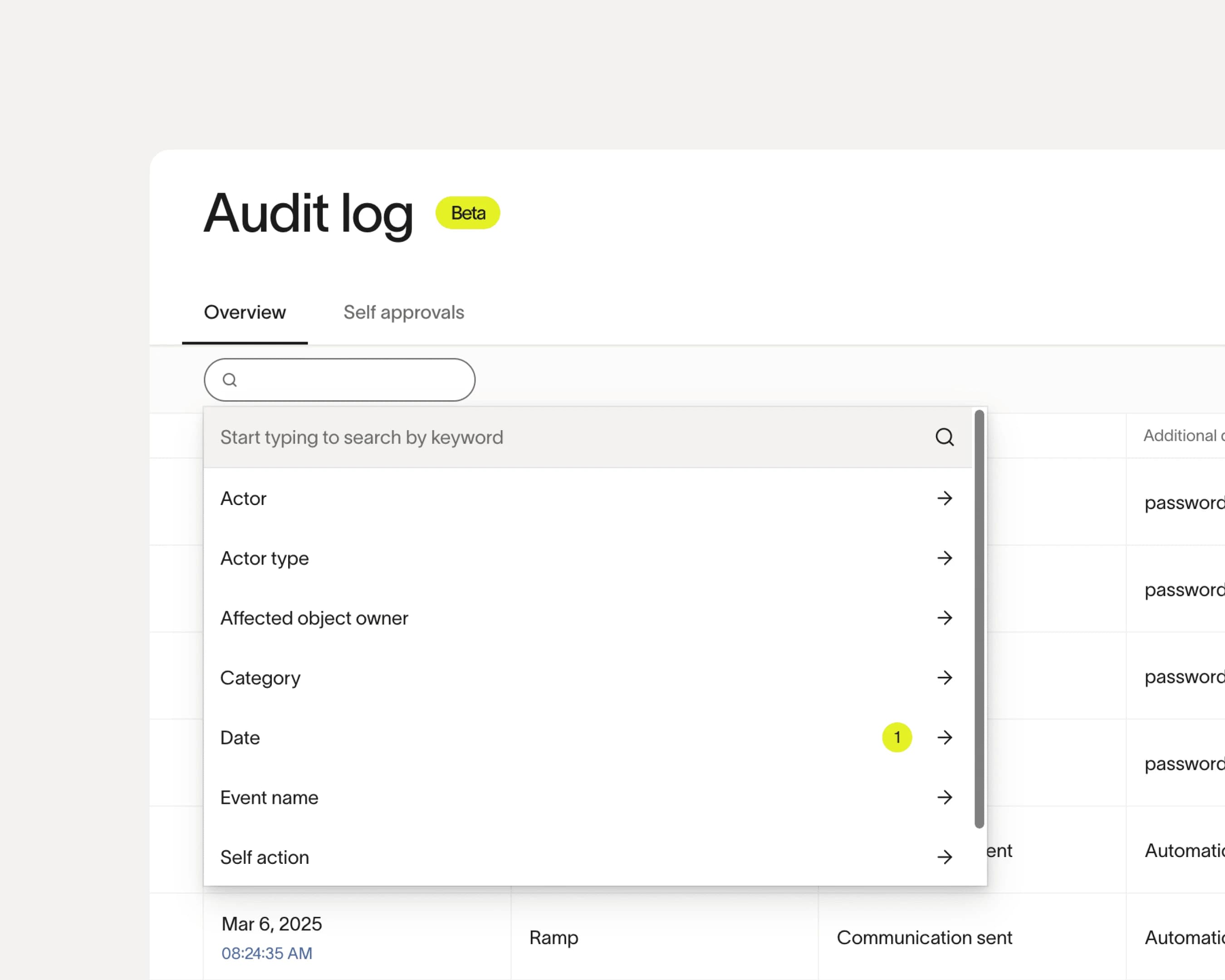 Audit log