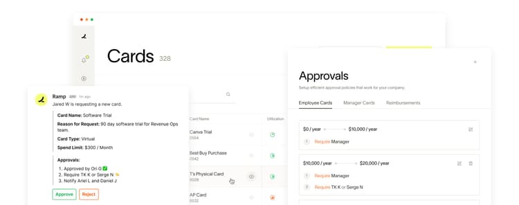 Multi-step approvals for corporate card requests and reimbursements